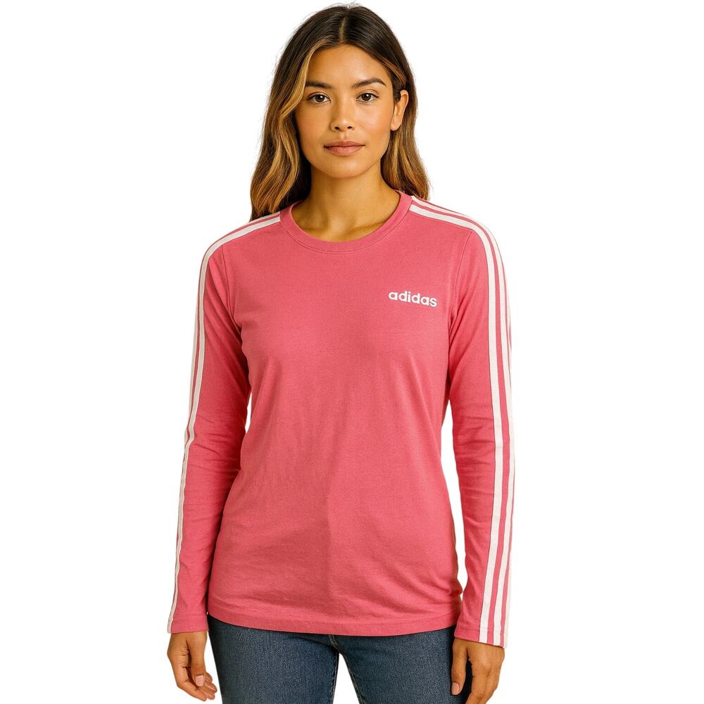 Adidas Long Sleeve Tri-Stripe Shirt in Pink – EUC Size Small
